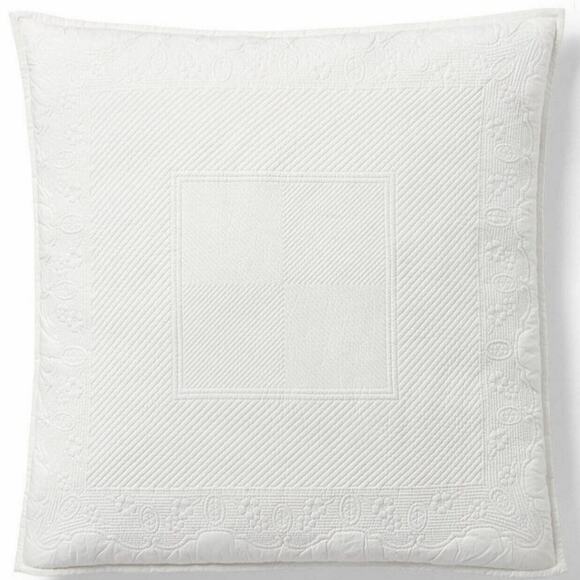 Ralph Lauren White Quilted Elisabetta Euro Pillow Sham NWT - Picture 2 of 5